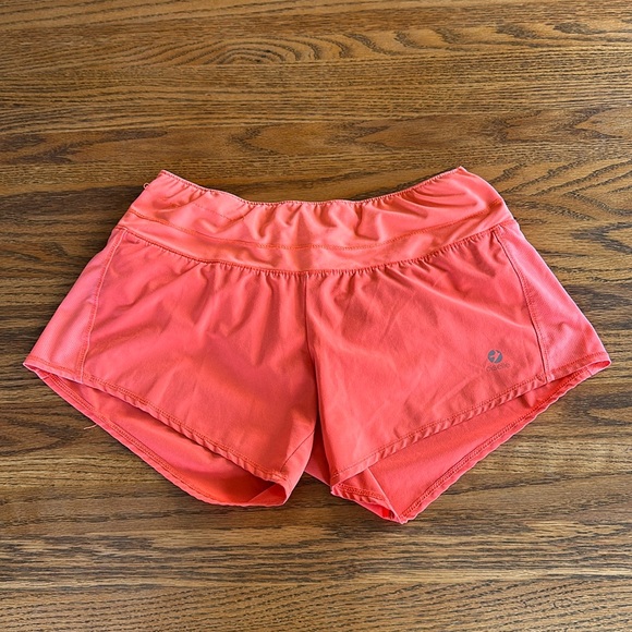 oiselle Roga Shorts 4 Coral Orange - Picture 2 of 10